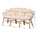 bali & pari Eliava Natural Rattan Accent Bench with Removable Cushion - Coastal Boho Style Loveseat with Scalloped Fan Back Design for Indoor Living Room or Sunroom Seating - Flower-Natural-Bench