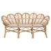 bali & pari Eliava Natural Rattan Accent Bench with Removable Cushion - Coastal Boho Style Loveseat with Scalloped Fan Back Design for Indoor Living Room or Sunroom Seating - Flower-Natural-Bench