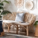 bali & pari Eliava Natural Rattan Accent Bench with Removable Cushion - Coastal Boho Style Loveseat with Scalloped Fan Back Design for Indoor Living Room or Sunroom Seating - Flower-Natural-Bench