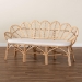 bali & pari Eliava Natural Rattan Accent Bench with Removable Cushion - Coastal Boho Style Loveseat with Scalloped Fan Back Design for Indoor Living Room or Sunroom Seating - Flower-Natural-Bench