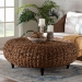bali & pari Riau Handwoven Seagrass Coffee Table with Wooden Legs - Natural Wicker Round Living Room Table for Living Room or Bedroom Decor - Riau-Natural Antique-CT