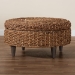 bali & pari Bailey Handwoven Seagrass Storage Ottoman with Lift -Top Lid - Rustic Wicker Trunk or Footrest with Inner Compartment for Living Room or Entryway, Round - Bailey-Natural Brown/Black-Ottoman