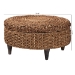 bali & pari Bailey Handwoven Seagrass Storage Ottoman with Lift -Top Lid - Rustic Wicker Trunk or Footrest with Inner Compartment for Living Room or Entryway, Round - Bailey-Natural Brown/Black-Ottoman