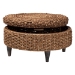 bali & pari Bailey Handwoven Seagrass Storage Ottoman with Lift -Top Lid - Rustic Wicker Trunk or Footrest with Inner Compartment for Living Room or Entryway, Round - Bailey-Natural Brown/Black-Ottoman