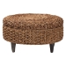 bali & pari Bailey Handwoven Seagrass Storage Ottoman with Lift -Top Lid - Rustic Wicker Trunk or Footrest with Inner Compartment for Living Room or Entryway, Round - Bailey-Natural Brown/Black-Ottoman