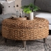 bali & pari Bailey Handwoven Seagrass Storage Ottoman with Lift -Top Lid - Rustic Wicker Trunk or Footrest with Inner Compartment for Living Room or Entryway, Round - Bailey-Natural Brown/Black-Ottoman