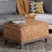 bali & pari Bailey Handwoven Seagrass Storage Ottoman with Lift -Top Lid - Rustic Wicker Trunk or Footrest with Inner Compartment for Living Room or Entryway, Square - Kaya-Natural Brown/Black-Ottoman