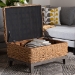 bali & pari Bailey Handwoven Seagrass Storage Ottoman with Lift -Top Lid - Rustic Wicker Trunk or Footrest with Inner Compartment for Living Room or Entryway, Square - Kaya-Natural Brown/Black-Ottoman