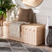 bali & pari Damita Scallop Natural Rattan Chest with Lift -top Lid - Coastal Boho Style Storage Bench for Bedroom, Entryway, or Living Room Organization - WS127-Natural Rattan-Storage Bench