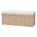 bali & pari Barid Braided Natural Rattan Storage Bench with Cushioned Lift -Top Lid - Coastal Boho Style Chest for Bedroom, Entryway, or Living Room Organization, Natural, 45" Rectangle - WS131-Natural Rattan-Cushioned Storage Bench