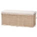 bali & pari Barid Braided Natural Rattan Storage Bench with Cushioned Lift -Top Lid - Coastal Boho Style Chest for Bedroom, Entryway, or Living Room Organization, Natural, 45" Rectangle - WS131-Natural Rattan-Cushioned Storage Bench