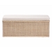 bali & pari Barid Braided Natural Rattan Storage Bench with Cushioned Lift -Top Lid - Coastal Boho Style Chest for Bedroom, Entryway, or Living Room Organization, Natural, 45" Rectangle - WS131-Natural Rattan-Cushioned Storage Bench