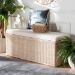 bali & pari Barid Braided Natural Rattan Storage Bench with Cushioned Lift -Top Lid - Coastal Boho Style Chest for Bedroom, Entryway, or Living Room Organization, Natural, 45" Rectangle - WS131-Natural Rattan-Cushioned Storage Bench