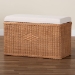 bali & pari Eamon Braided Natural Rattan Storage Bench with Cushioned Lift -Top Lid - Coastal Boho Style Chest for Bedroom, Entryway, or Living Room Organization, 31" Rectangle, Brown - WS133-Brown Rattan-Cushioned Storage Bench