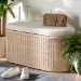 bali & pari Barid Braided Natural Rattan Storage Bench with Cushioned Lift -Top Lid - Coastal Boho Style Chest for Bedroom, Entryway, or Living Room Organization, Natural, 39" Oval - WS134-Natural Rattan-Cushioned Storage Bench