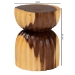 bali & pari Noleta Hand -carved Suar Wood Side Table - Sculptural Hourglass Accent Table with Natural Grain, Modern Boho Style for Living Room or Bedroom - Suar S/T 005-Natural-Side Table