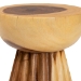 bali & pari Alara Hand -carved Suar Wood Side Table - Sculptural Pedestal Accent Table with Natural Grain, Modern Boho Style for Living Room or Bedroom - Suar S/T 008-Natural-Side Table