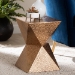 Baxton Studio Pacey Textured Metal Accent Table - Geometric Gold Side Table with Hourglass Silhouette for Indoor or Semi-Outdoor Use - H01-123218-Bronze/Metal-Side Table