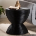 bali & pari Tokyo Laminated Natural Rattan Side Table -  Hourglass Accent Table with Modern Sculptural Design, Boho Chic Style for Living Room or Bedroom, Black - Tokyo-Black Rattan-Side Table
