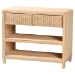 bali & pari Lanica Braided Natural Rattan Console Table with Drawers and Shelves - Coastal Style Storage Cabinet for Entryway, Living Room, or Bedroom, 35" - Braided Sun Bleached Ivory Rattan-Version 2-Console Table