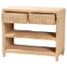 bali & pari Lanica Braided Natural Rattan Console Table with Drawers and Shelves - Coastal Style Storage Cabinet for Entryway, Living Room, or Bedroom, 35" - Braided Sun Bleached Ivory Rattan-Version 2-Console Table