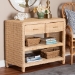 bali & pari Lanica Braided Natural Rattan Console Table with Drawers and Shelves - Coastal Style Storage Cabinet for Entryway, Living Room, or Bedroom, 35" - Braided Sun Bleached Ivory Rattan-Version 2-Console Table