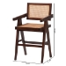 bali & pari Kresna Rattan Counter Stool with Mahogany Wood Frame and Armrest, Set of 2 - Handwoven Counter Height Chair with Cane Back and Seat, Stylish Seating for Kitchen Island or Dining Area - BC-01-Kresna-Brown Wood/Rattan-CS