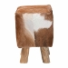 bali & pari Scotlyn Genuine Goat Leather Footstool with Teak Wood Legs - Rustic Boho Accent Seat with Natural Hide Upholstery, Handmade Decorative Footrest for Living Room or Bedroom - SGLS-01-Teak Wood/Natural-Stool