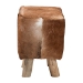 bali & pari Scotlyn Genuine Goat Leather Footstool with Teak Wood Legs - Rustic Boho Accent Seat with Natural Hide Upholstery, Handmade Decorative Footrest for Living Room or Bedroom - SGLS-01-Teak Wood/Natural-Stool