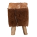 bali & pari Scotlyn Genuine Goat Leather Footstool with Teak Wood Legs - Rustic Boho Accent Seat with Natural Hide Upholstery, Handmade Decorative Footrest for Living Room or Bedroom - SGLS-01-Teak Wood/Natural-Stool