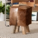 bali & pari Scotlyn Genuine Goat Leather Footstool with Teak Wood Legs - Rustic Boho Accent Seat with Natural Hide Upholstery, Handmade Decorative Footrest for Living Room or Bedroom - SGLS-01-Teak Wood/Natural-Stool