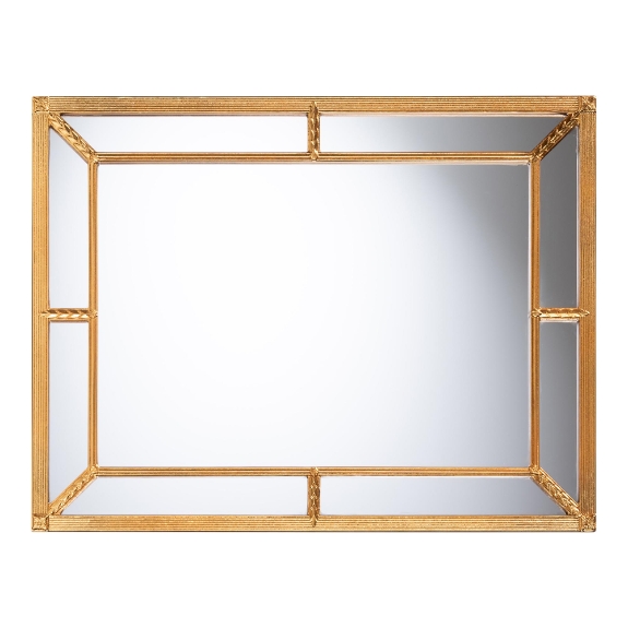Baxton Studio Iskra Rectangular Mirror with Antique Goldleaf Frame - Modern Decorative Wall Accent for Living Room, Bedroom, or Entryway
