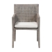 bali & pari Karis Rattan Dining Chair with Cushion - Handwoven Wicker Armchair with Mahogany Wood Frame, Coastal Boho Style Indoor Seating, French Grey - Karis-French Grey-DC