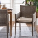 bali & pari Karis Rattan Dining Chair with Cushion - Handwoven Wicker Armchair with Mahogany Wood Frame, Coastal Boho Style Indoor Seating, French Grey - Karis-French Grey-DC