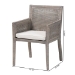 bali & pari Karis Rattan Dining Chair with Cushion - Handwoven Wicker Armchair with Mahogany Wood Frame, Coastal Boho Style Indoor Seating, French Grey - Karis-French Grey-DC