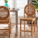 bali & pari Oxford Round Back Rattan Counter Stool - Handwoven Cane Counter Height Chair with Open Lattice Design, Natural Wicker Coastal Kitchen Island Seating - Oxford-Light Honey Rattan-CS