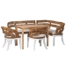 bali & pari Ubud Seagrass Dining Nook Set with Wood Table, Cushioned L-Shaped Bench and Chairs - Coastal Farmhouse Breakfast Corner Furniture Set for Kitchen or Dining Room, 5-Piece