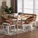 bali & pari Ubud Seagrass Dining Nook Set with Wood Table, Cushioned L-Shaped Bench and Chairs - Coastal Farmhouse Breakfast Corner Furniture Set for Kitchen or Dining Room, 5-Piece - Ubud/RH7006-5PC Dining Set