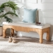 bali & pari Abena Ming Style Natural Rattan Bench with Cushion - Boho Chic Accent Seating for Entryway, Bedroom, or Living Room - Abena-Light Honey Wicker/Rattan-Bench