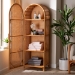 bali & pari Paloma Arched Rattan Accent Cabinet with Shelves - Handwoven Cane Display Unit with Door, Boho Chic Decorative Furniture Piece for Living Room Entryway or Sunroom - Ayou-Light Honey Rattan-Tall Cabinet