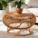 bali & pari Adeola Round Lantern-Shaped Rattan Coffee Table - Handcrafted Coastal Boho Style Centerpiece for Living Room, Den, or Sunroom - Adeola-Light Honey Rattan Coffee Table
