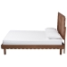 Baxton Studio Orianthe Scalloped Platform Bed with Woven Rattan Headboard - Solid Wood Bed Frame with Curved Edge Design, Modern Minimalist Bedroom Furniture, Queen Size - MG9811/0245-Walnut Rattan-Queen