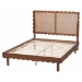 Baxton Studio Orianthe Scalloped Platform Bed with Woven Rattan Headboard - Solid Wood Bed Frame with Curved Edge Design, Modern Minimalist Bedroom Furniture, Queen Size - MG9811/0245-Walnut Rattan-Queen