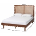 Baxton Studio Orianthe Scalloped Platform Bed with Woven Rattan Headboard - Solid Wood Bed Frame with Curved Edge Design, Modern Minimalist Bedroom Furniture, Queen Size - MG9811/0245-Walnut Rattan-Queen