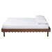 Baxton Studio Orianthe Wood Platform Bed Frame with Scalloped Edge Design - Low Profile Bed Base with Round Legs, Modern Minimalist Bedroom Furniture, Queen Size - MG0245-Walnut Rattan-Bed Frame-Queen