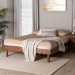 Baxton Studio Orianthe Wood Platform Bed Frame with Scalloped Edge Design - Low Profile Bed Base with Round Legs, Modern Minimalist Bedroom Furniture, Queen Size - MG0245-Walnut Rattan-Bed Frame-Queen