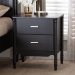 Baxton Studio Marisela Black Wood Nightstand with Gold Handles - 2-Drawer Bedside Table with Bamboo-Inspired Legs, Modern Transitional Accent Furniture for Bedroom or Guest Room - MG9014-Black 9990-2DW-NS
