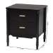 Baxton Studio Marisela Black Wood Nightstand with Gold Handles - 2-Drawer Bedside Table with Bamboo-Inspired Legs, Modern Transitional Accent Furniture for Bedroom or Guest Room - MG9014-Black 9990-2DW-NS