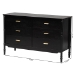 Baxton Studio Marisela Black Wood Dresser with Drawers - Bamboo-Inspired Legs and Brass Handles, 6-Drawer Modern Transitional Bedroom Storage Unit - MG9014-Black 9990-6DW-Dresser