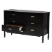 Baxton Studio Marisela Black Wood Dresser with Drawers - Bamboo-Inspired Legs and Brass Handles, 6-Drawer Modern Transitional Bedroom Storage Unit - MG9014-Black 9990-6DW-Dresser